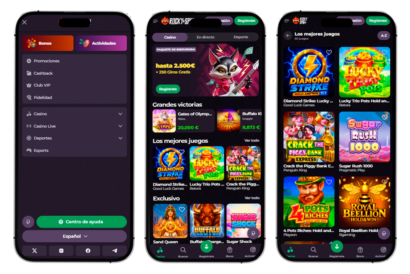 Experiencia de RockySpin Casino optimizada para smartphones y otros dispositivos móviles